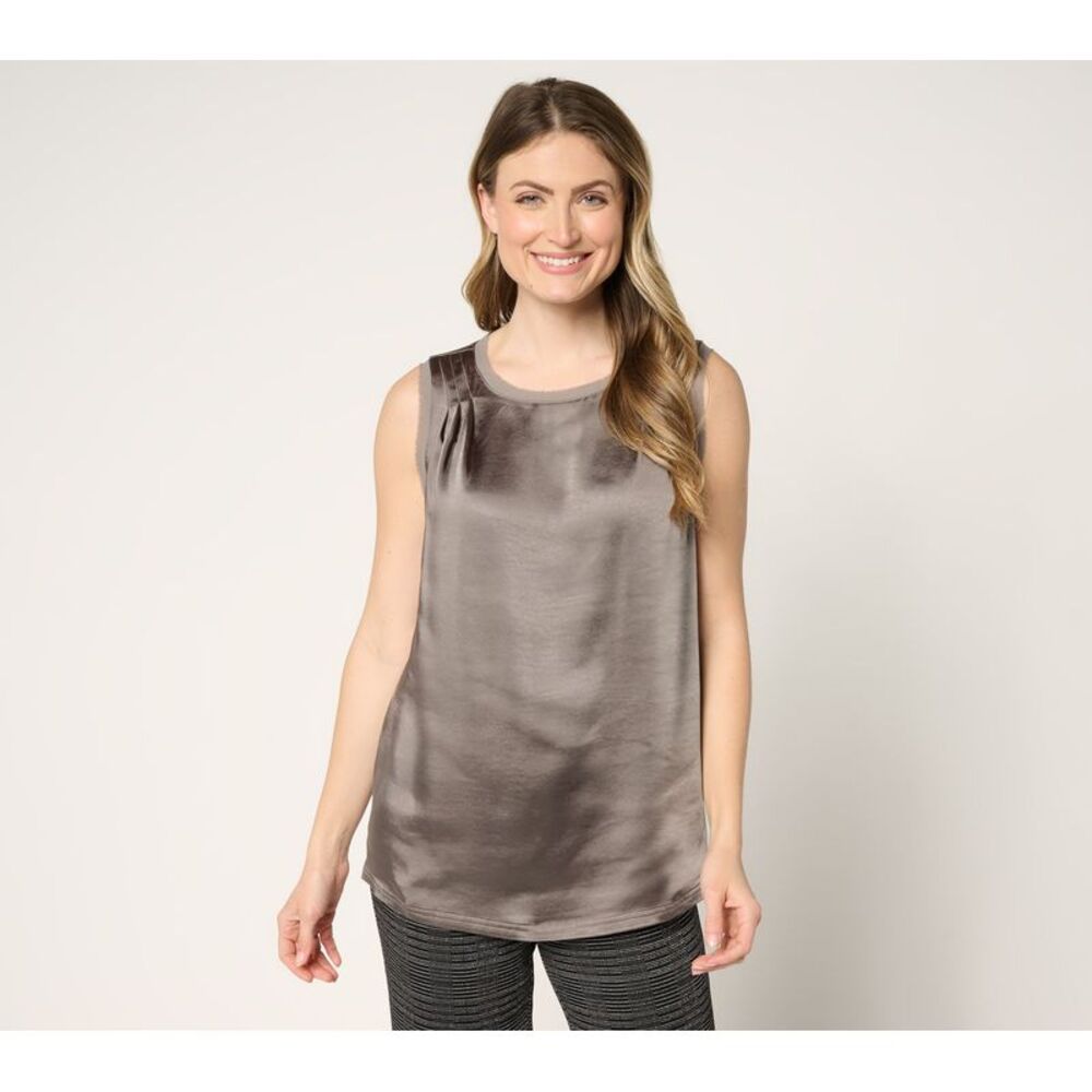 by Stacy London Women's Top Sz XL Draped Satin Tank Multi-colored A682307
